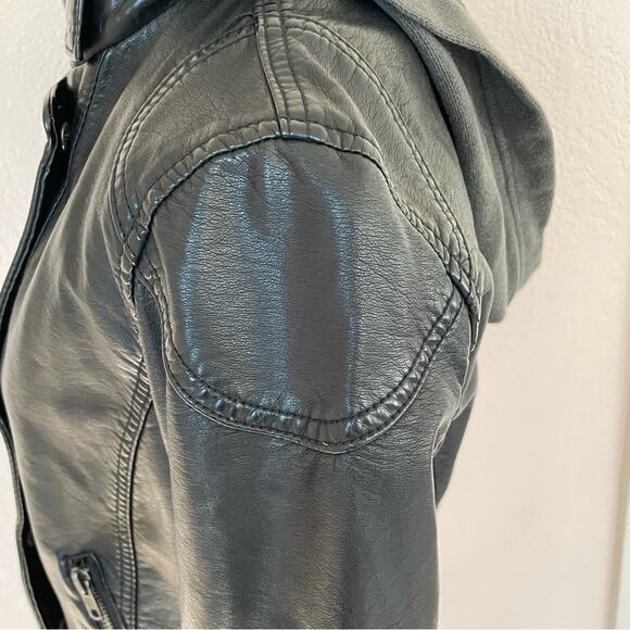 We The Free Dawn Black Vegan Leather Moto Jacket Double Breasted with Hood XS - Picture 6 of 16